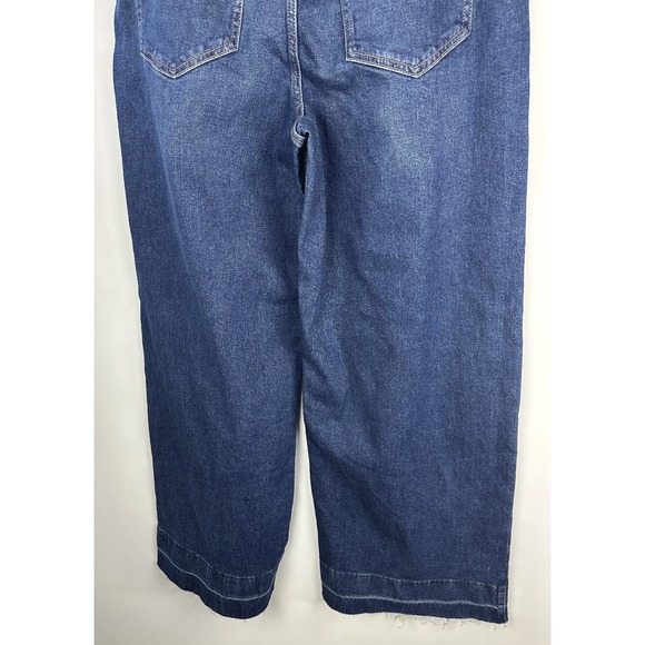 NWT GAP High Rise Stride Belted Wide Leg Jeans Raw Hem Dark Wash Plus Size 34 18 - Picture 10 of 11